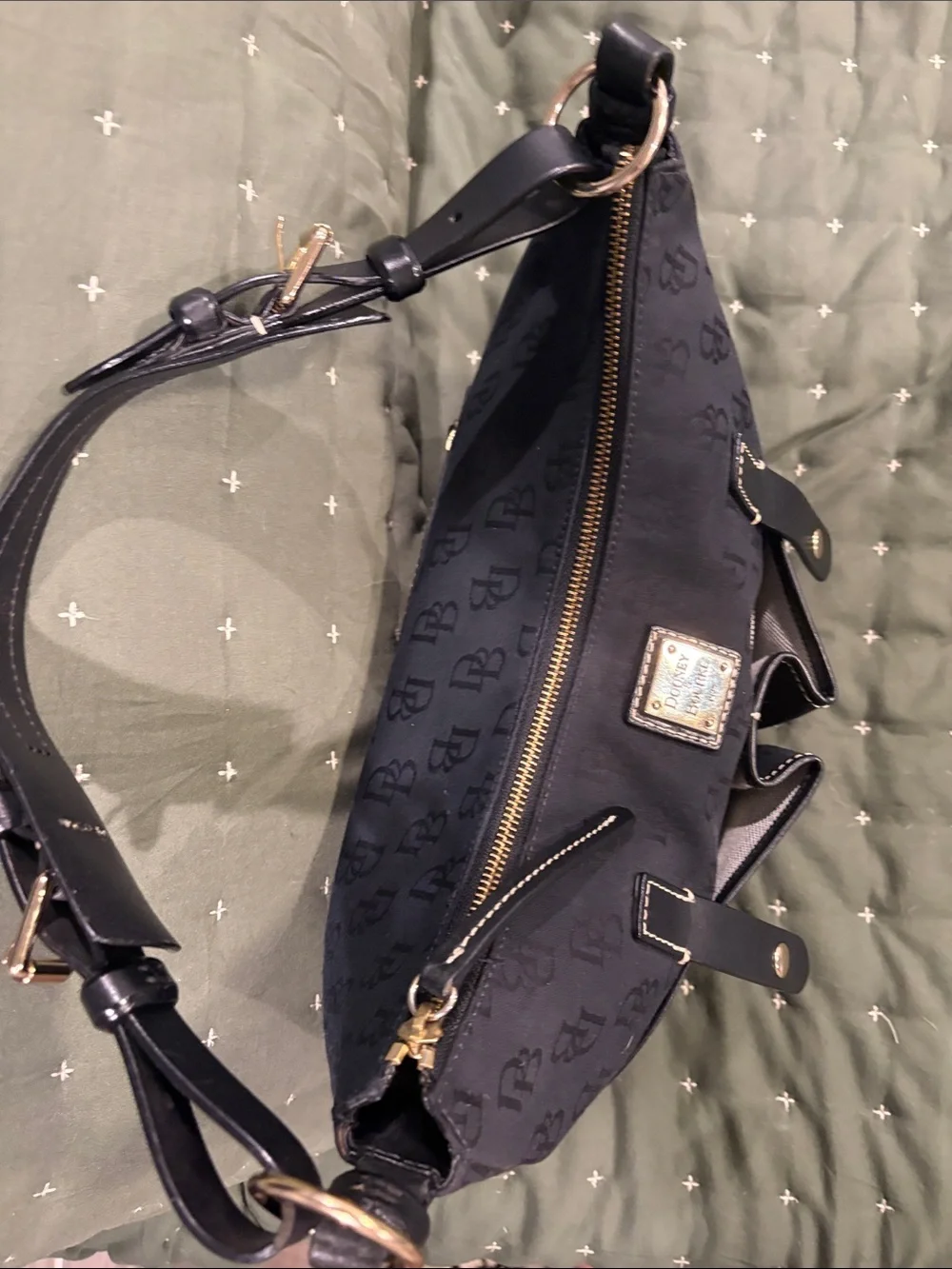 Dooney & Bourke Black Logo Hobo with Gold Hardware. Excellent condition!